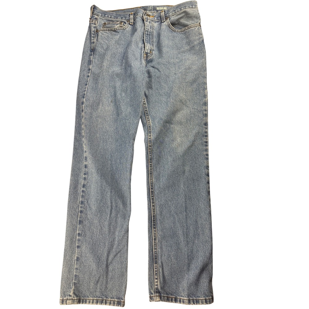 George‎ Regular Fit Men's Light Wash Denim Jeans 34x32